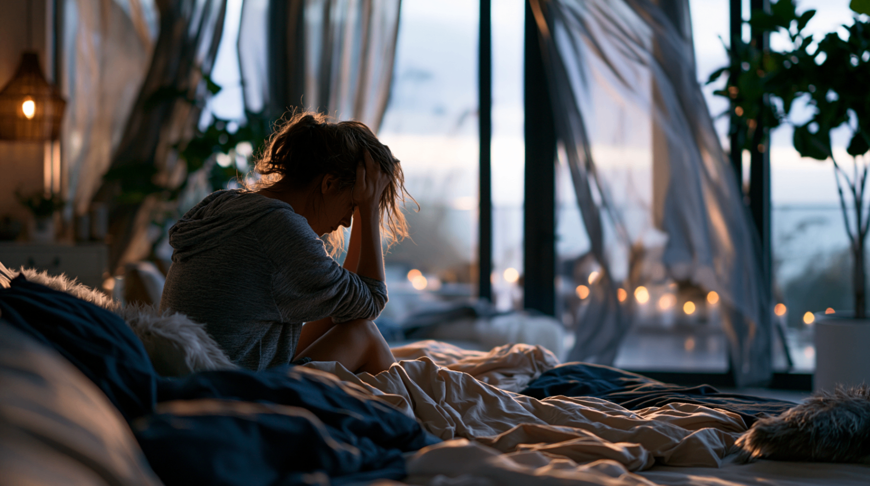 Fatigue physique et réveil difficile dans une chambre au petit matin