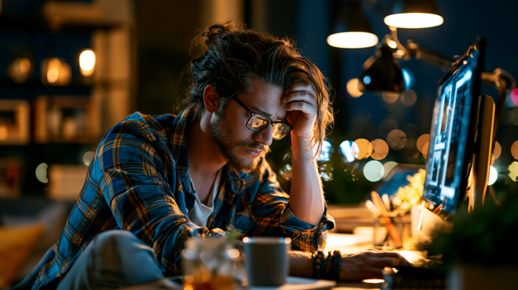 Fatigue de performance devant un écran en soirée